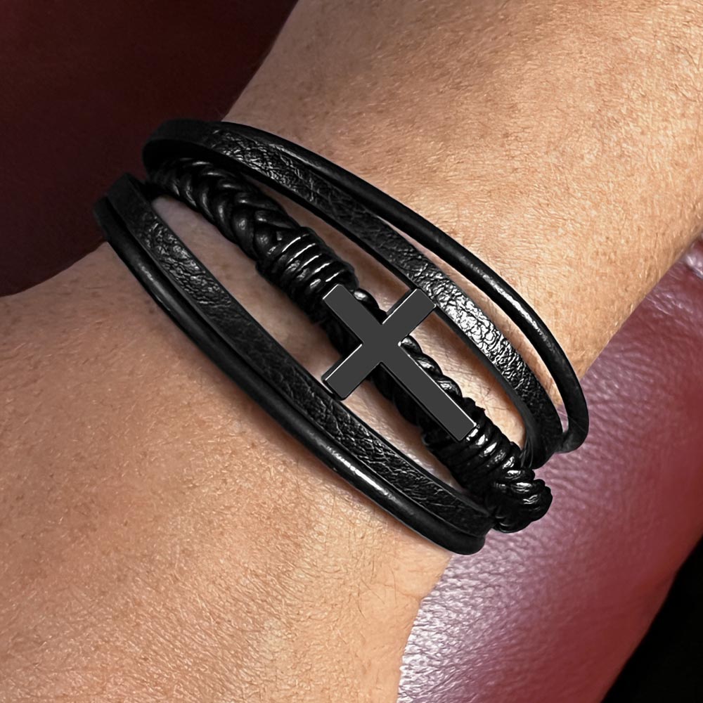 To My Husband | The Source of Joy and Love | Men's Cross Bracelet
