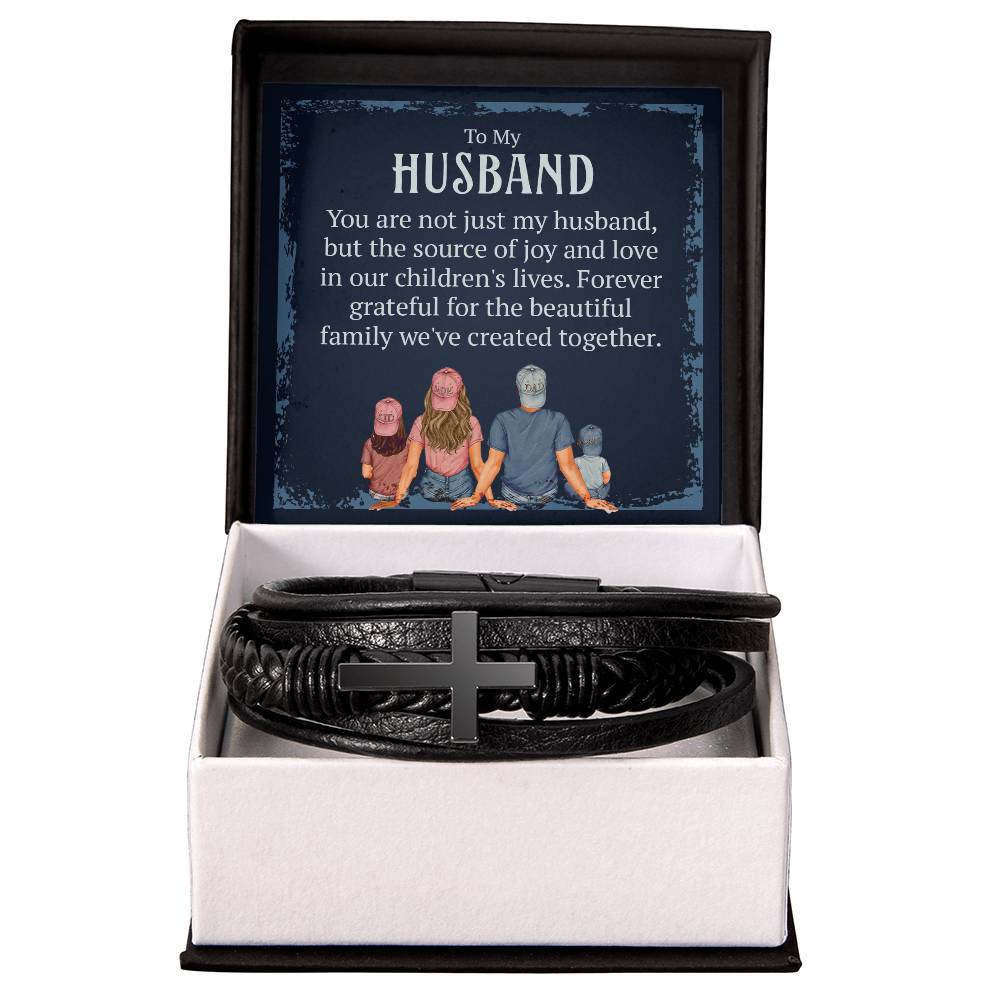 To My Husband | The Source of Joy and Love | Men's Cross Bracelet