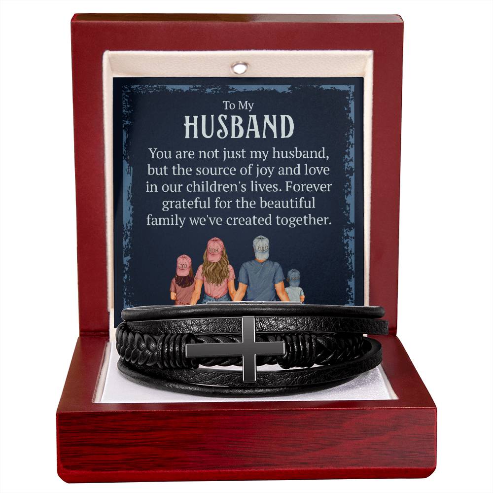 To My Husband | The Source of Joy and Love | Men's Cross Bracelet