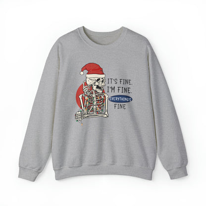 IT'S FINE, I'M FINE SKELTON LIGHTS | UNISEX CHRISTMAS SWEATSHIRT