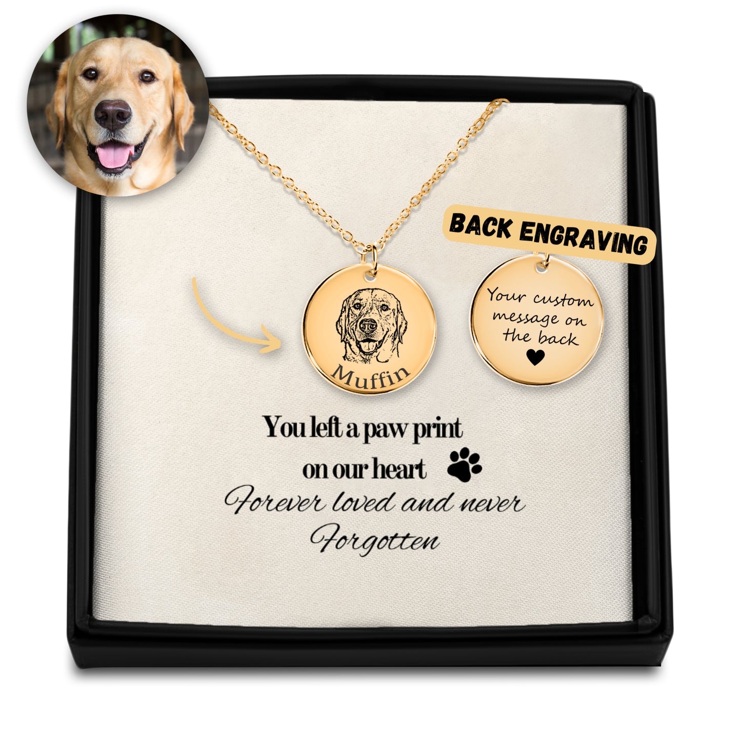 Precious Paws Pendant | Pet Portrait Necklace | Forever Loved