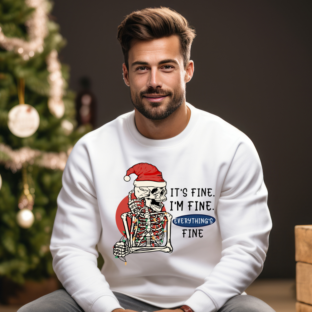 IT'S FINE, I'M FINE SKELTON LIGHTS | UNISEX CHRISTMAS SWEATSHIRT