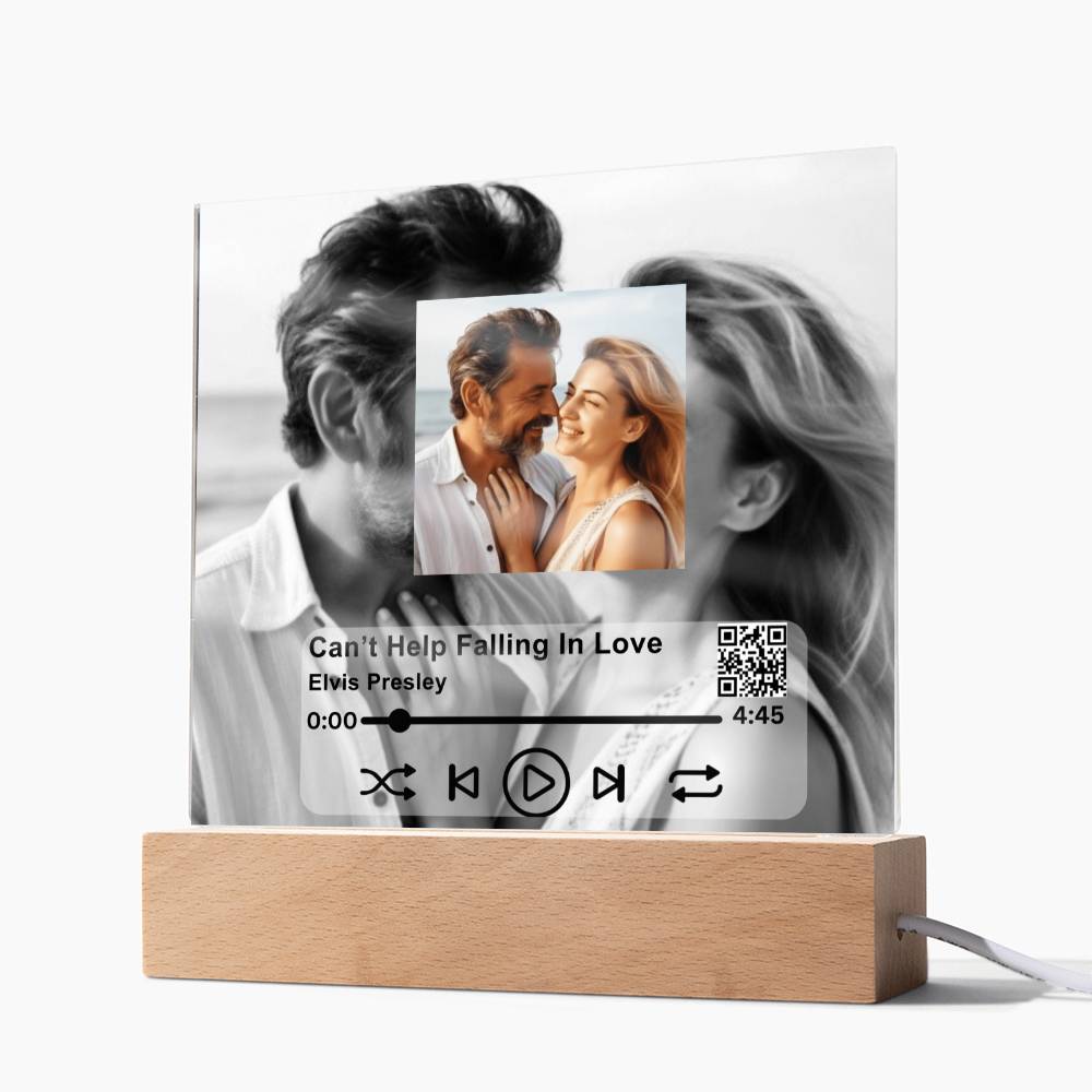 Your Love Story's Melody | Custom Acrylic Song Plaque |LED Wood Base