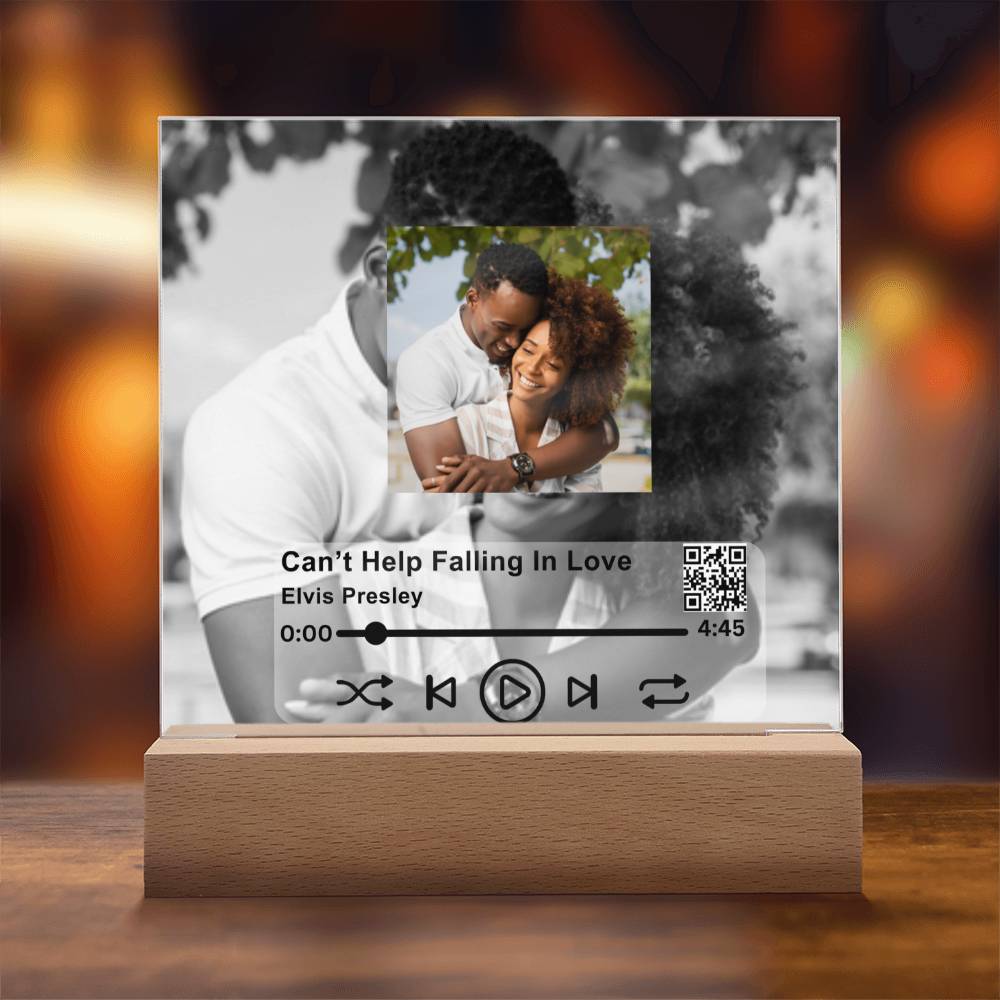 Your Love Story's Melody | Custom Acrylic Song Plaque |LED Wood Base