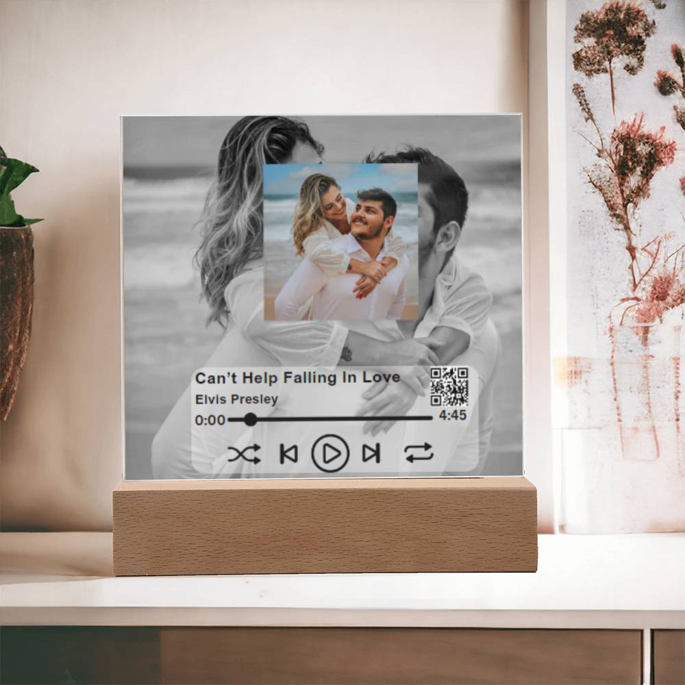 Your Love Story's Melody | Custom Acrylic Song Plaque |LED Wood Base