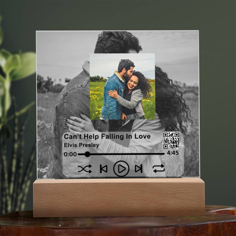 Your Love Story's Melody | Custom Acrylic Song Plaque |LED Wood Base