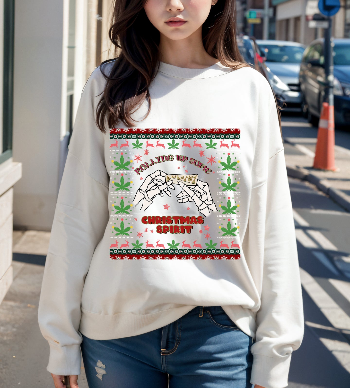 ROLLING UP CHRISTMAS | UGLY CHRISTMAS SWEATER | UNISEX SWEATSHIRT