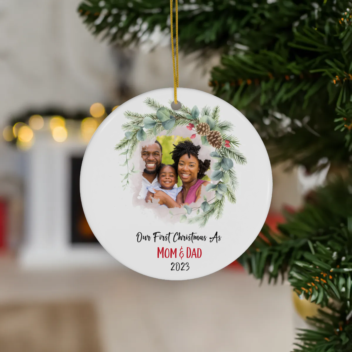 1st Christmas As Mom & Dad | Personalize Ceramic Ornament