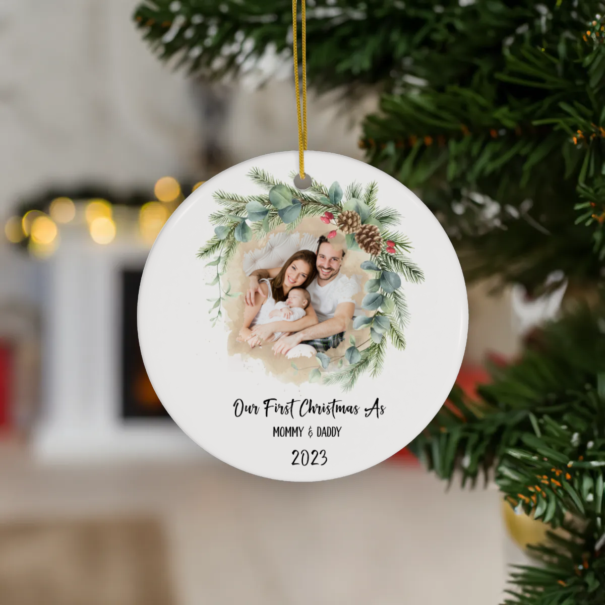 1st Christmas As Mom & Dad | Personalize Ceramic Ornament