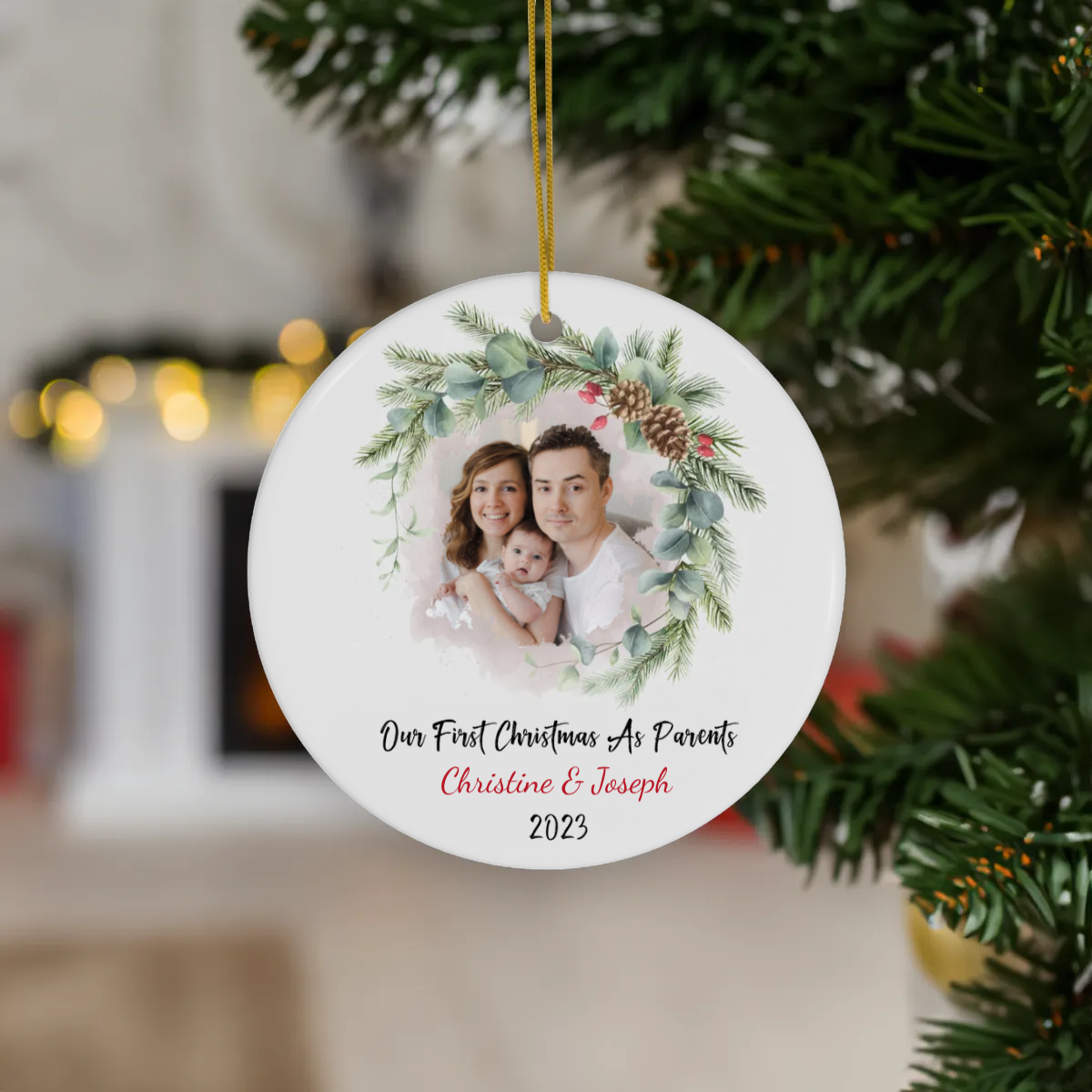 1st Christmas As Mom & Dad | Personalize Ceramic Ornament