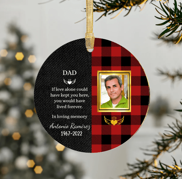 Dad, Memorial Ornament | Forever in Our Hearts | Personalize Christmas Ornament