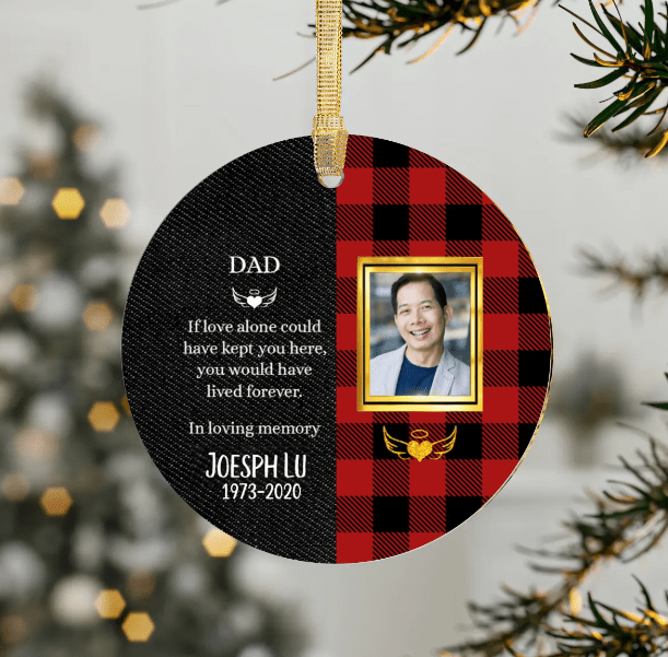 Dad, Memorial Ornament | Forever in Our Hearts | Personalize Christmas Ornament