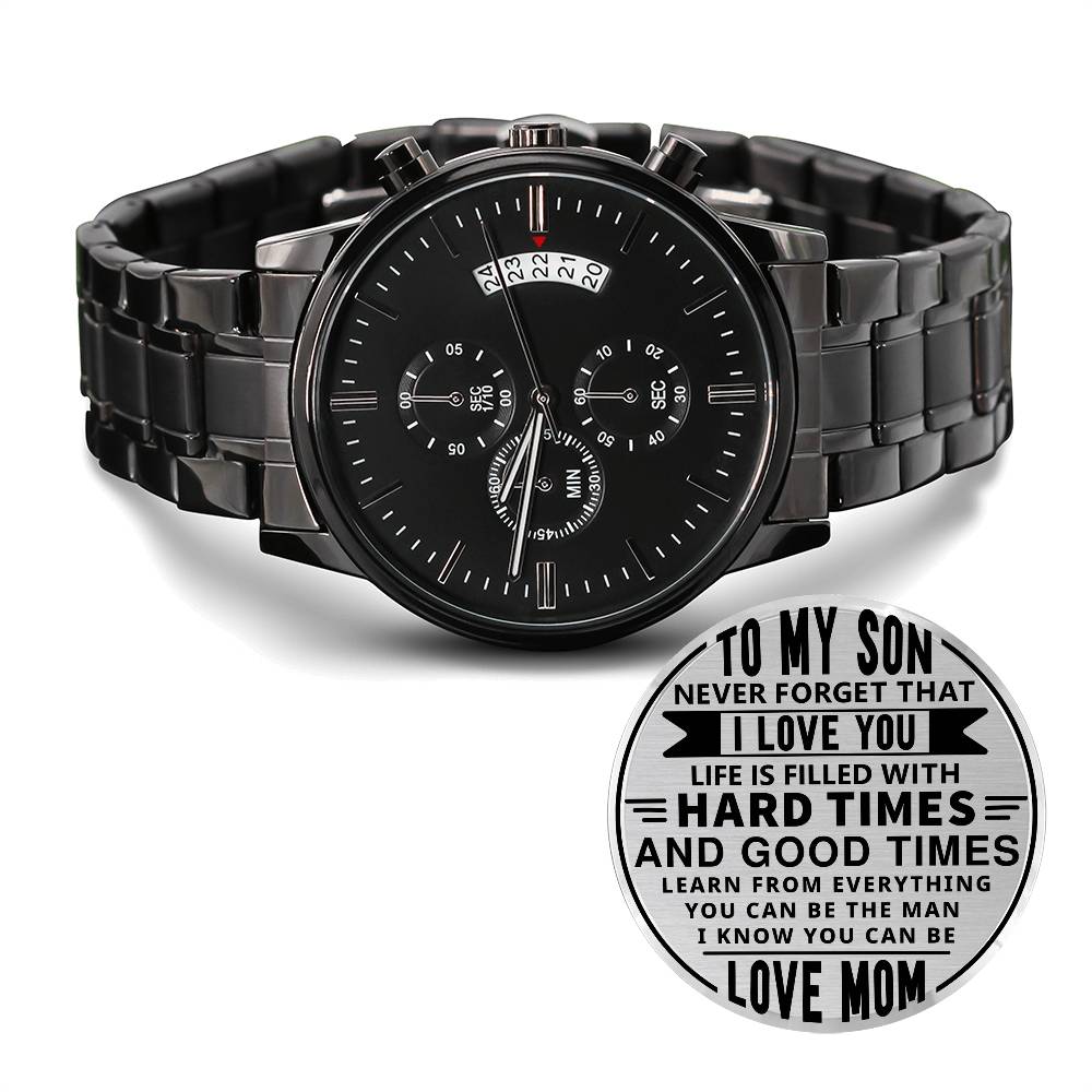 To My Son | Never Forget I Love You | Engraved Chronograph Watch