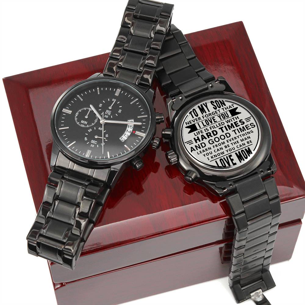 To My Son | Never Forget I Love You | Engraved Chronograph Watch