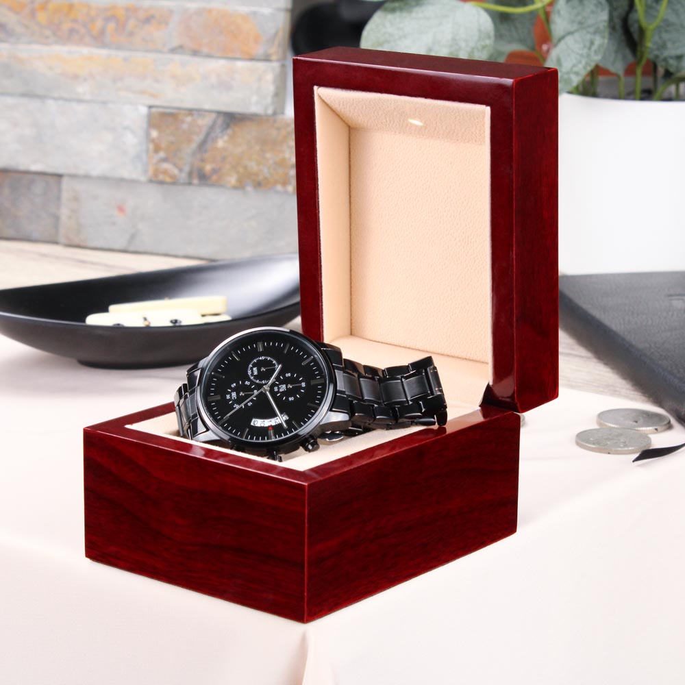 To My Son | Never Forget I Love You | Engraved Chronograph Watch