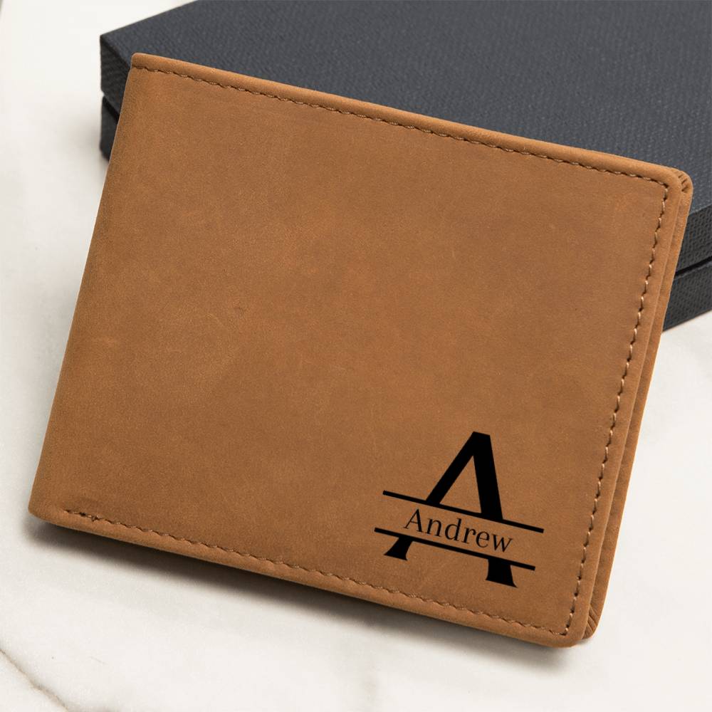 Engraved Men's Wallet | Genuine Leather | Custom Monogrammed | Gift For Son | Grandson