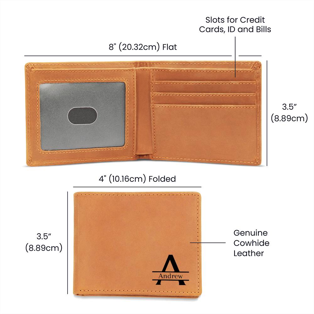 Engraved Men's Wallet | Genuine Leather | Custom Monogrammed | Gift For Son | Grandson