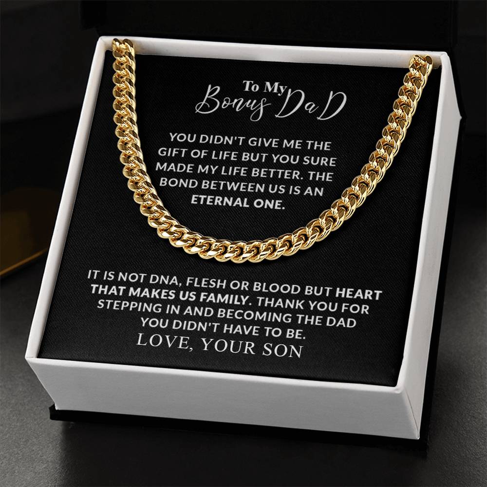 To My Bonus Dad | Thank You - Cuban Link Chain