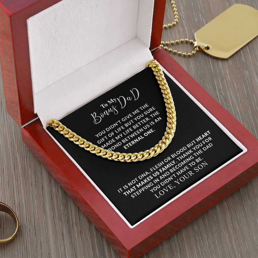 To My Bonus Dad | Thank You - Cuban Link Chain