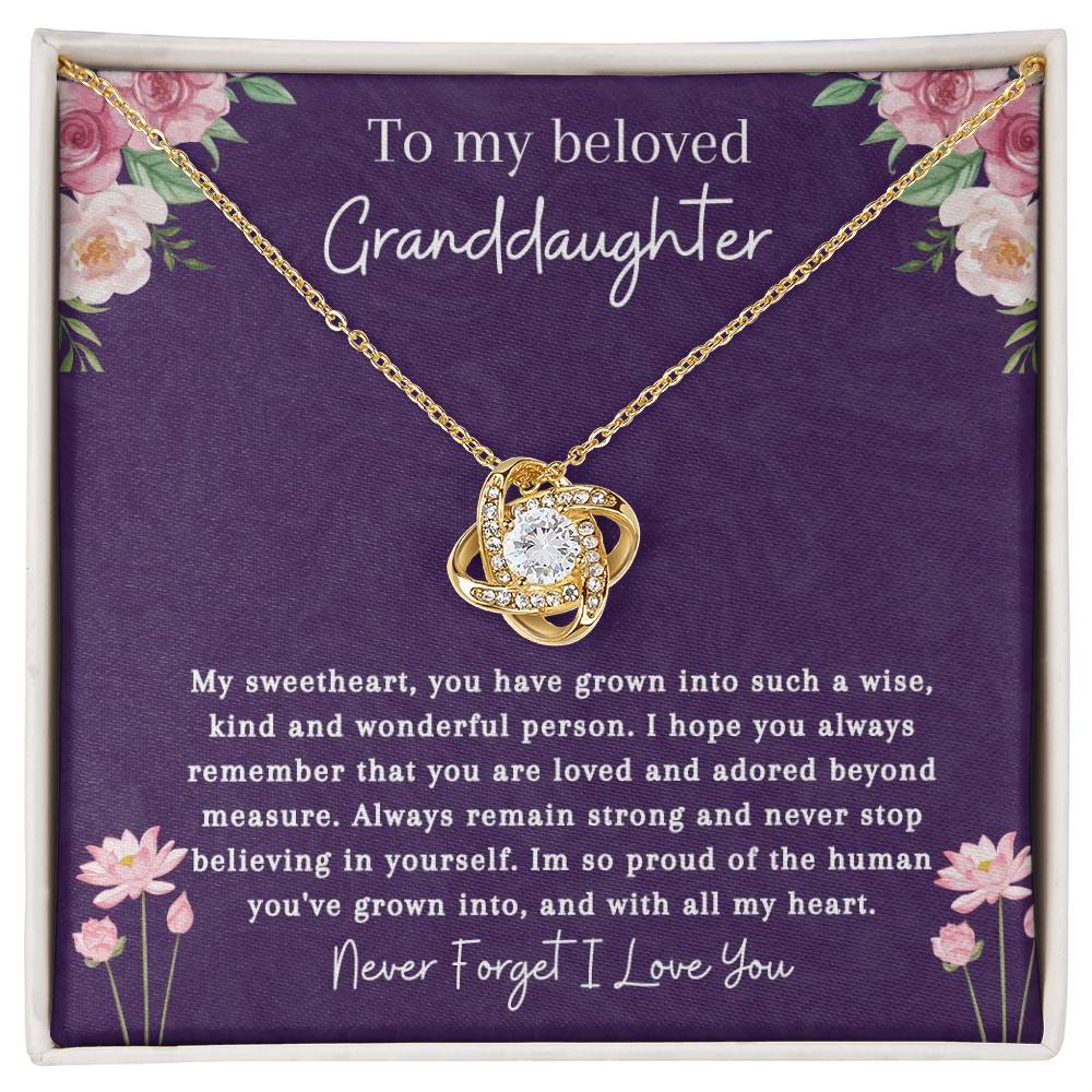 To My Beloved Granddaughter | So Proud | Love Knot Necklace