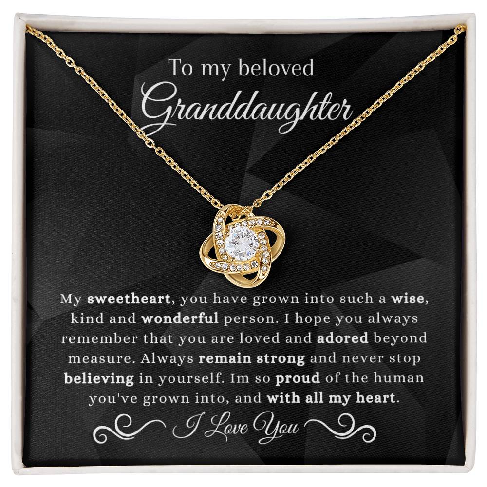 To My Beloved Granddaughter | So Proud | Love Knot Necklace