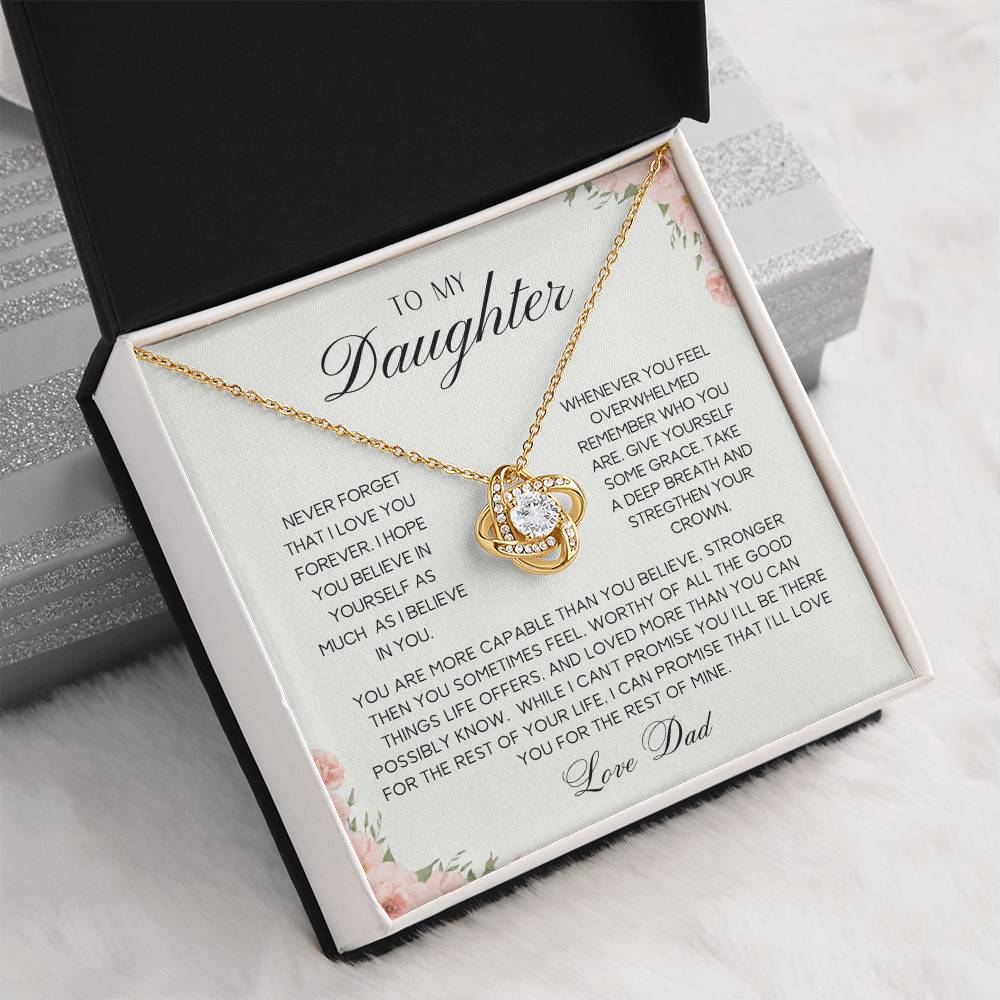 To My Daughter | Never Forget | Love Knot Necklace