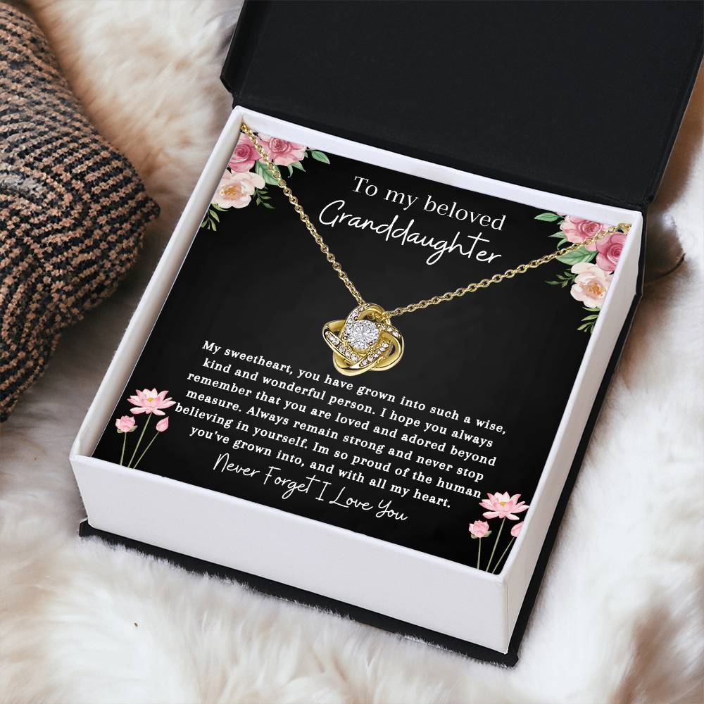 To My Beloved Granddaughter | Never Stop Believing | Love Knot Necklace