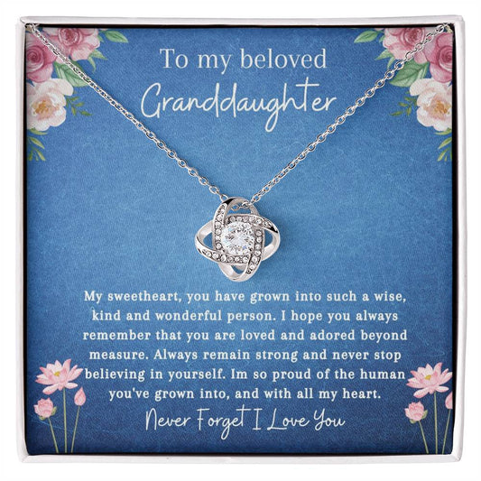 To My Beloved Granddaughter | Never Stop Believing | Love Knot Necklace