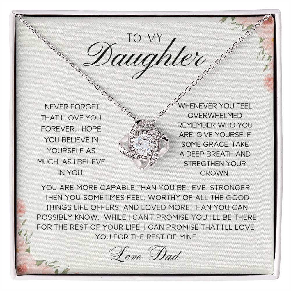 To My Daughter | Never Forget | Love Knot Necklace