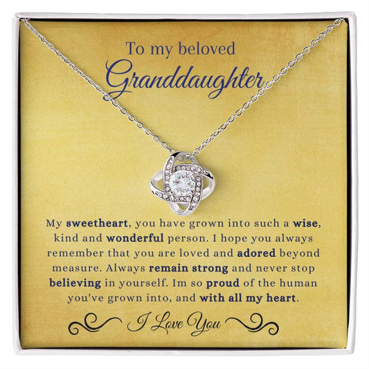 To My Beloved Granddaughter | So Proud | Love Knot Necklace