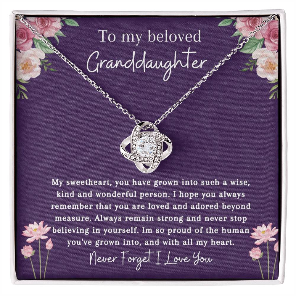 To My Beloved Granddaughter | So Proud | Love Knot Necklace