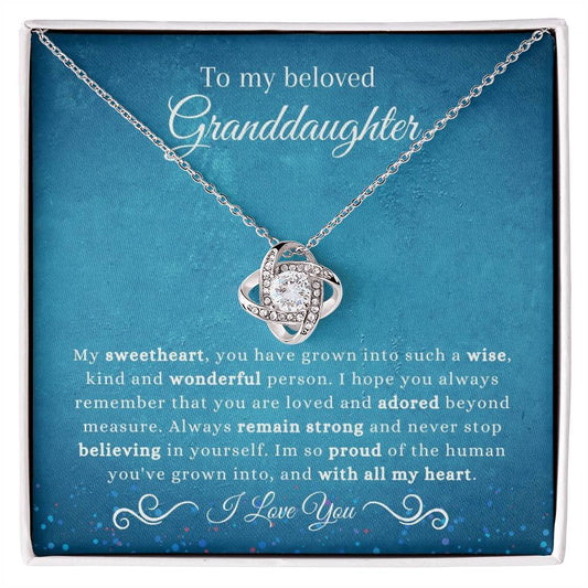 To My Beloved Granddaughter | So Proud | Love Knot Necklace