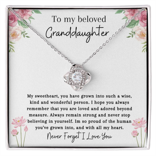 To My Beloved Granddaughter | So Proud | Love Knot Necklace