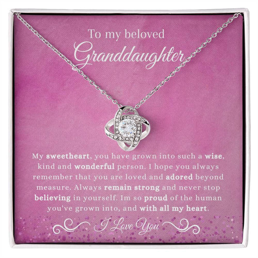 To My Beloved Granddaughter | So Proud | Love Knot Necklace