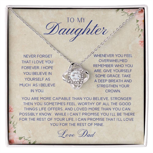 To My Daughter | Never Forget | Love Knot Necklace