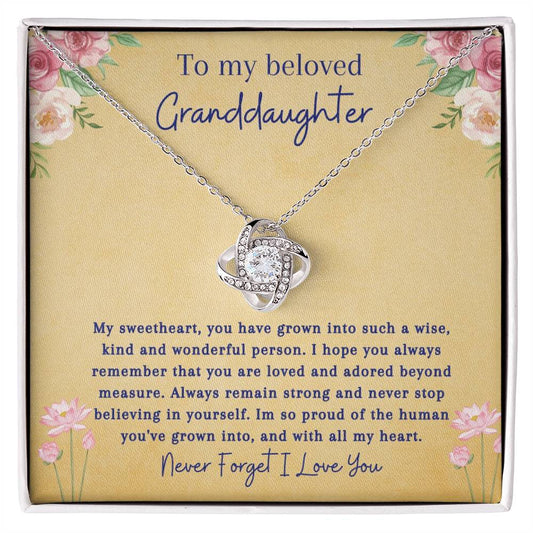 To My Beloved Granddaughter | So Proud | Love Knot Necklace