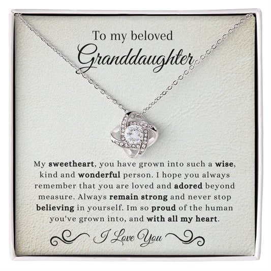 To My Beloved Granddaughter | So Proud | Love Knot Necklace