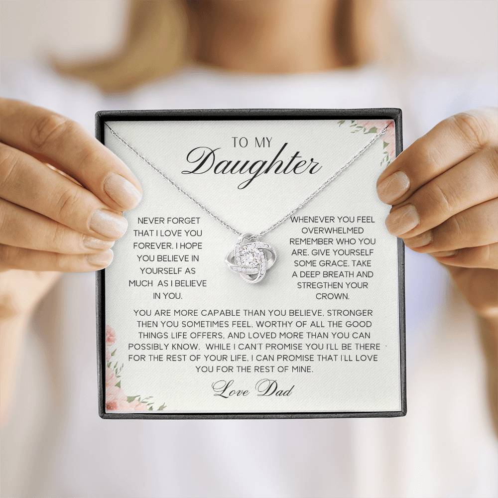 To My Daughter | Never Forget | Love Knot Necklace