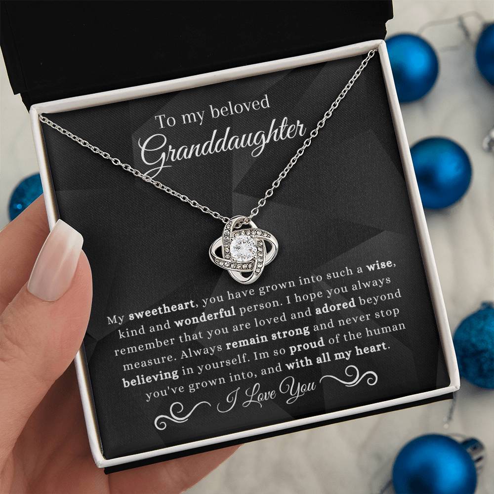 To My Beloved Granddaughter | So Proud | Love Knot Necklace