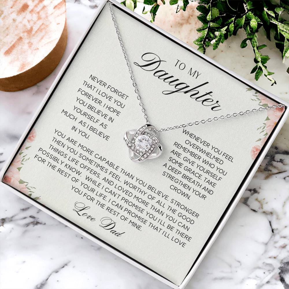 To My Daughter | Never Forget | Love Knot Necklace