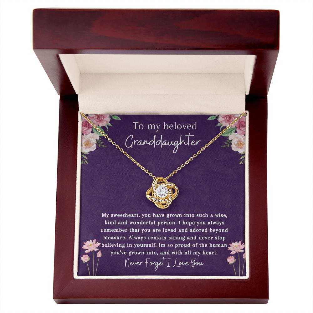 To My Beloved Granddaughter | So Proud | Love Knot Necklace