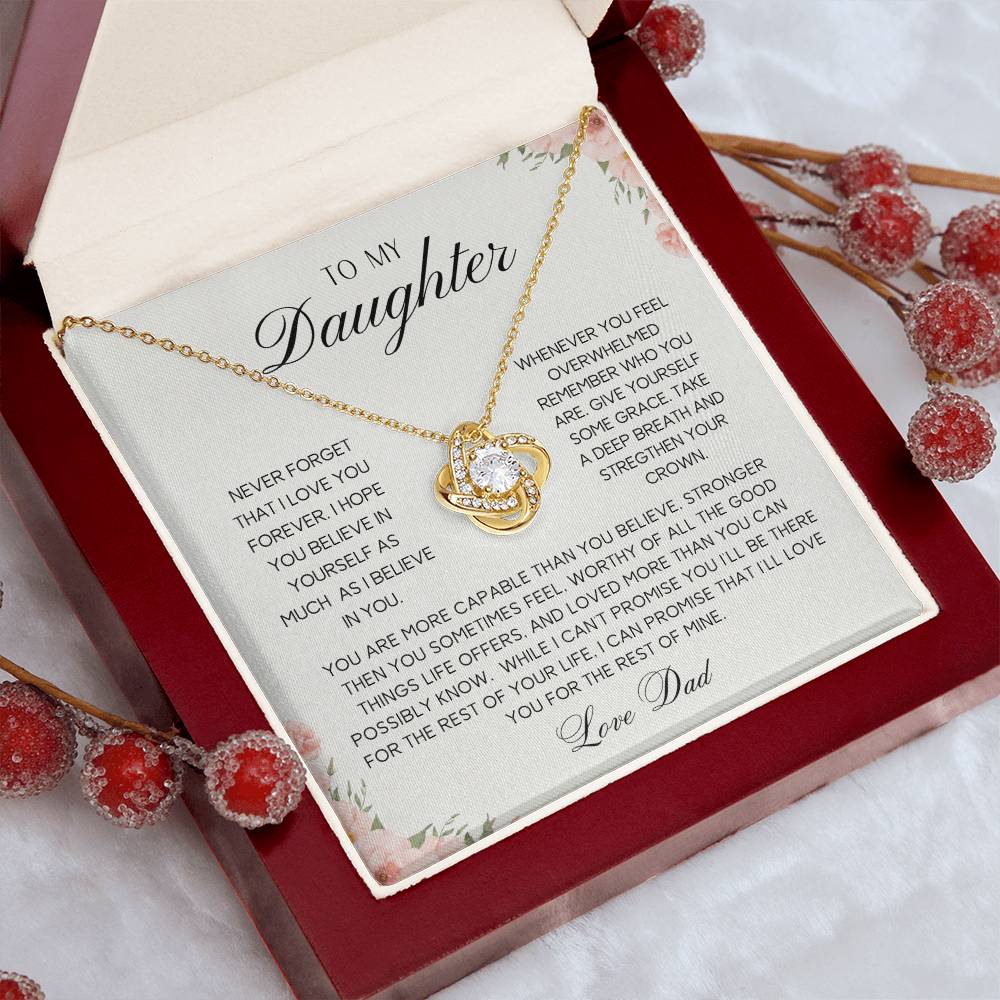 To My Daughter | Never Forget | Love Knot Necklace