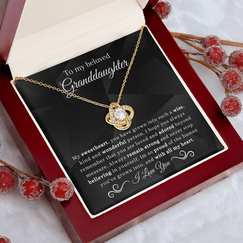 To My Beloved Granddaughter | So Proud | Love Knot Necklace