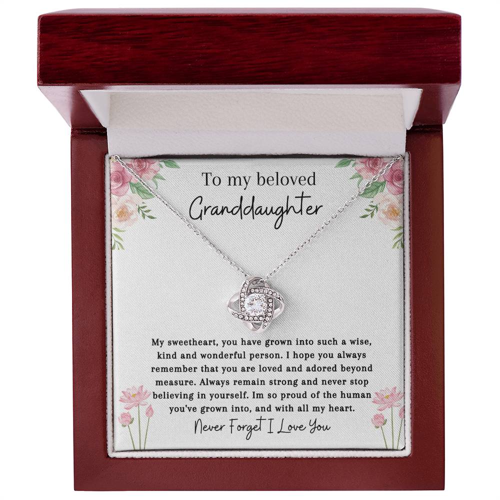 To My Beloved Granddaughter | So Proud | Love Knot Necklace