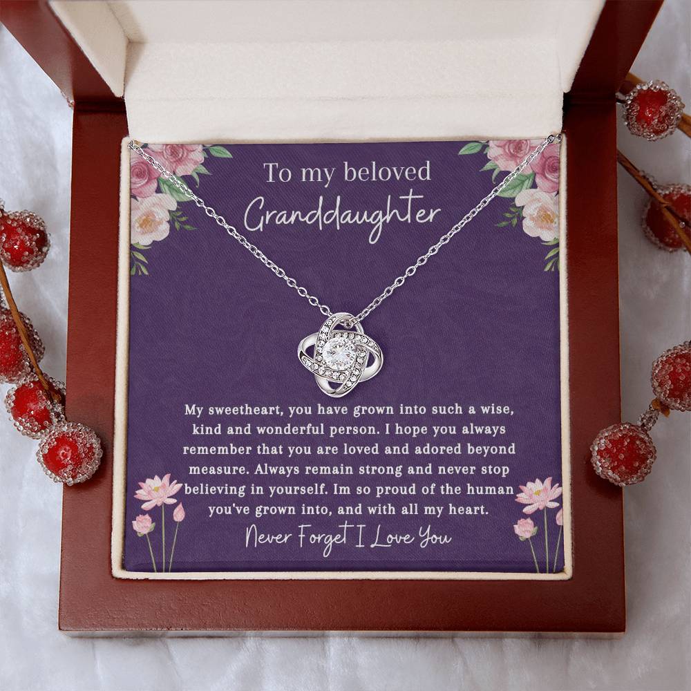 To My Beloved Granddaughter | So Proud | Love Knot Necklace