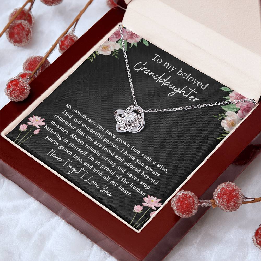 To My Beloved Granddaughter | Never Stop Believing | Love Knot Necklace