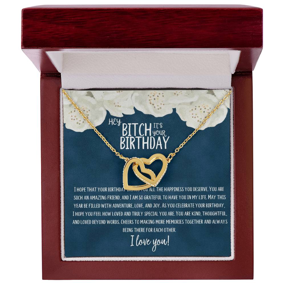 Hey Bitch | Happy Birthday | Truly Special | Interlocking Heart Necklace