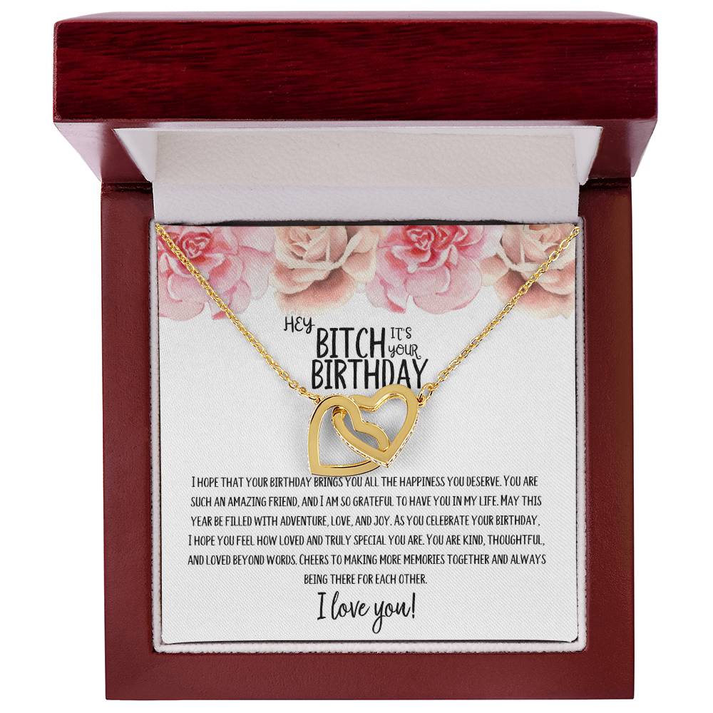 Hey Bitch | Happy Birthday | Truly Special | Interlocking Heart Necklace