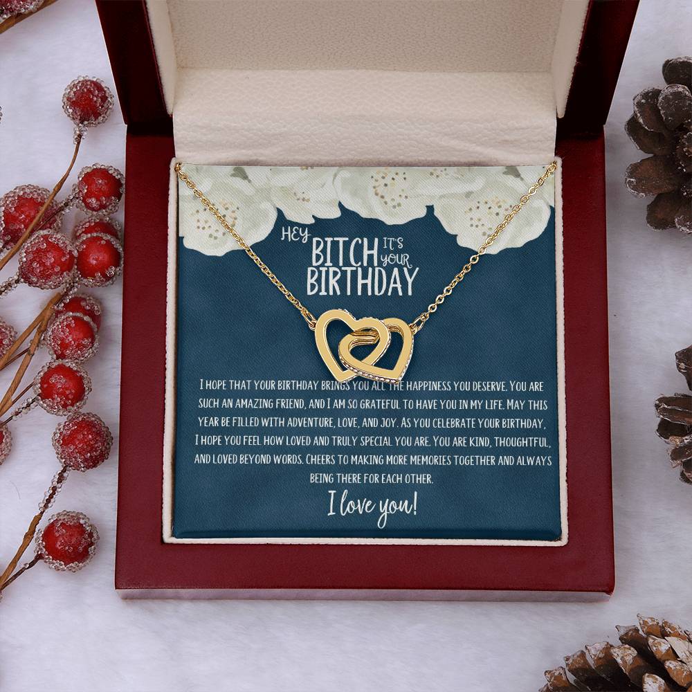 Hey Bitch | Happy Birthday | Truly Special | Interlocking Heart Necklace