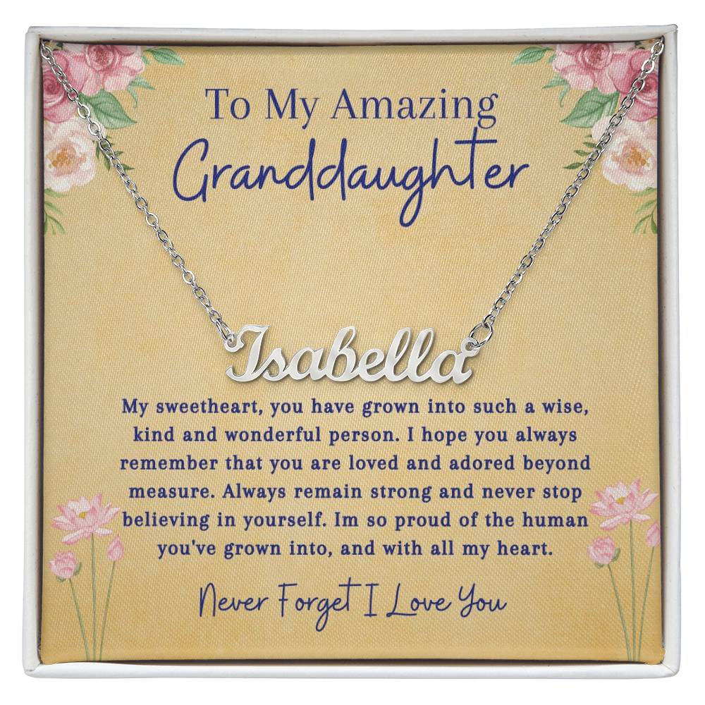 To My Amazing Granddaughter | Remember You Are Loved | Name Necklace